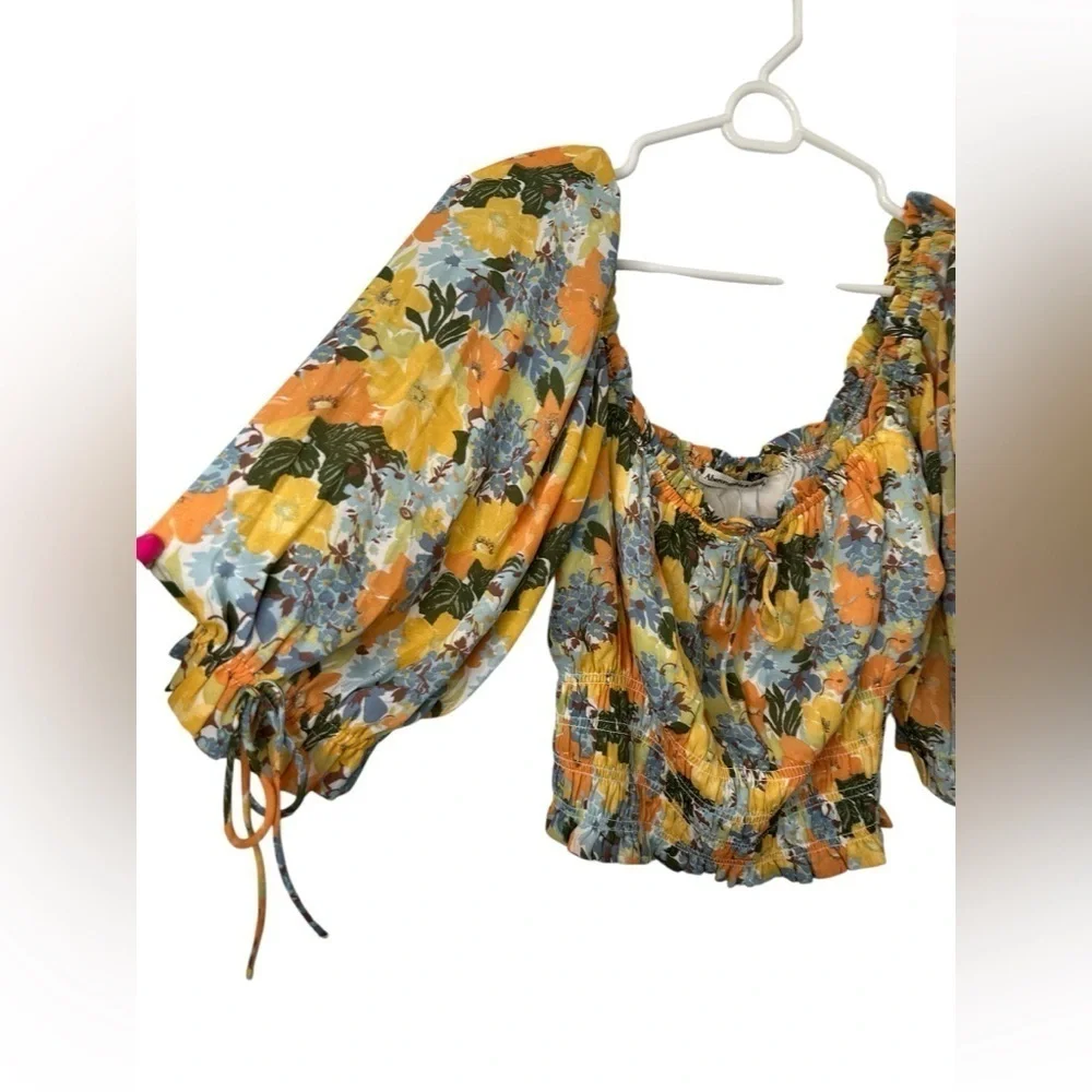 Abercrombie and Fitch Floral Smocked Cropped Top